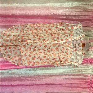 Floral lace button up top